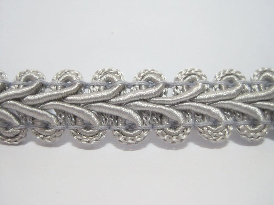 5 Yards 1/2" Silver Gimp Braided Trim, Gimp Braid, Braided Cord, Braided Gimp Trim, Scroll Braid Trim, Silver braided trim, Silver Trim