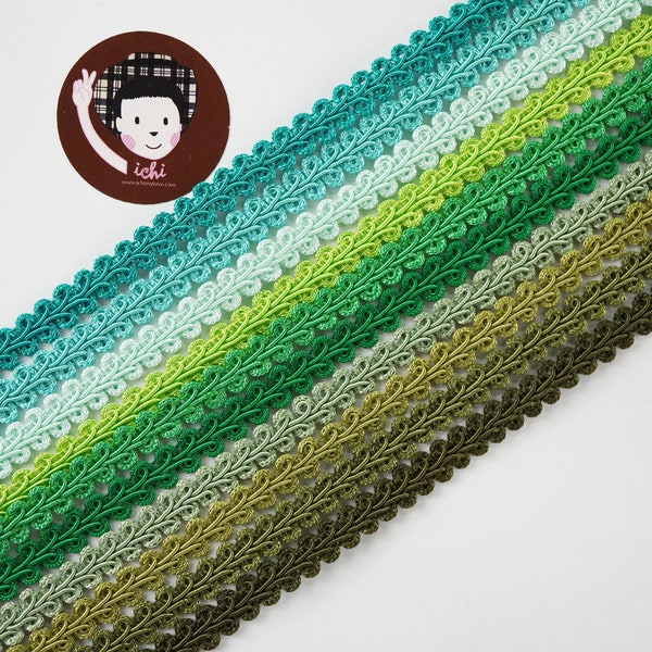 5 yards 3/8" Green Gimp Braid, Braided Gimp Trim, Scroll Braid Trim, Chinese Braided Trim, Scroll Gimp Braid, decorative upholstery trim