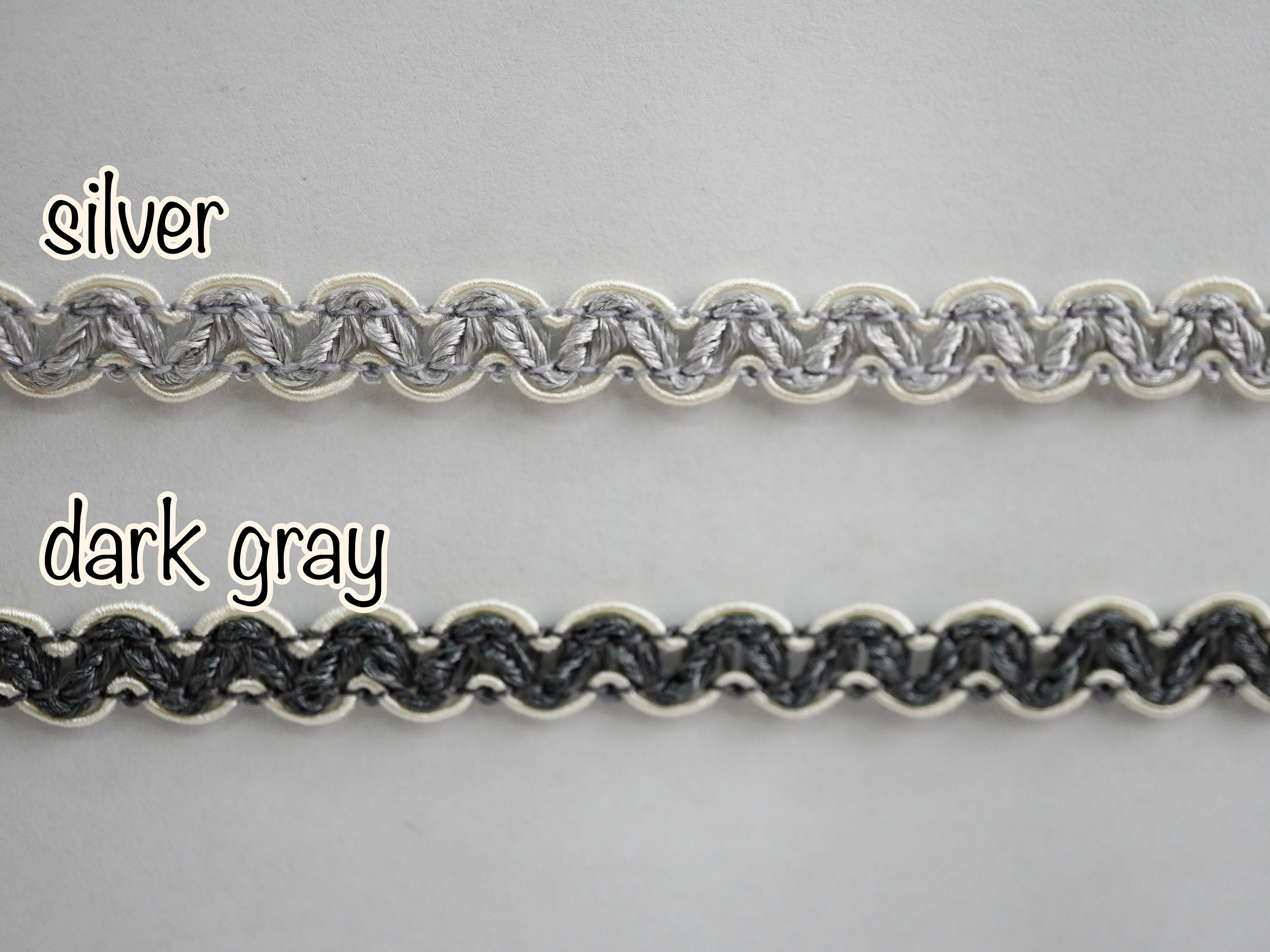 5 Yards Gray Rick Rack, Rick Rack Trim, Zig Zag Trim, Zig Zag, Ric Rac ...