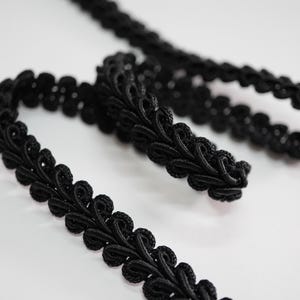 5 Yards 1/2&quot; Black Gimp Braided Trim, Gimp Braid, Braided Cord, Braided Gimp Trim, Scroll Braid Trim, Black braided trim, Black Trim, black