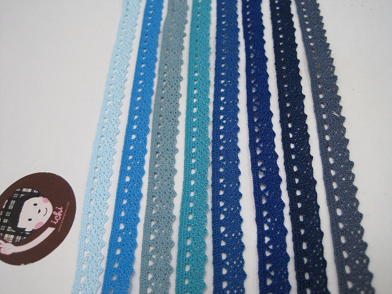 5 yards 3/8 Blue Crochet Lace Trim, Lace Trim, Crochet Lace Trim, Cotton Lace Trim, Blue trim, Lace Trim Ribbon, Wholesale trim, Blue lace image 2