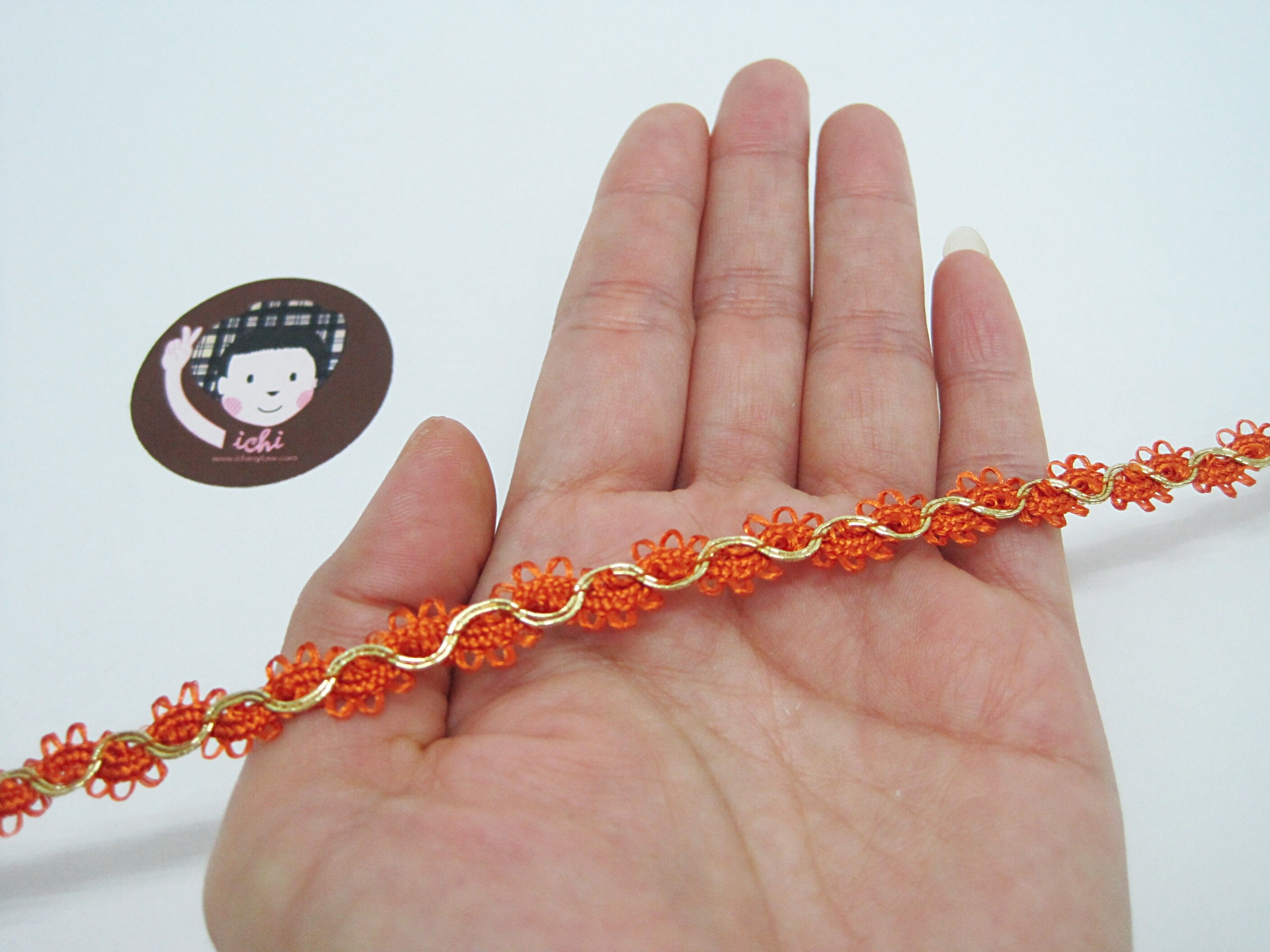 Orange Rick Rack 5 Yards Orange Picot Rick Rack With Gold Braided, Orange Trim, Orange ...
