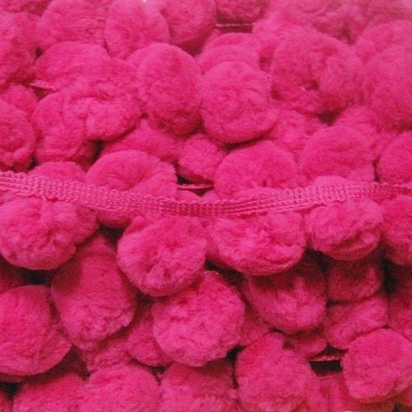 5 Yards 3,5 cm Jumbo Pom Pom Trim, hot Pink Pom Pom trim, Extra große Pom Pom Trim, rosa Pom Pom, rosa Pom Pom, rosa Pom Pom Fransen, Pom Pom Girlande