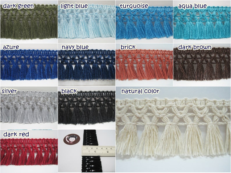 5 Yd 11/4 Light Blue Cotton Tassel Trim Blue Trim Etsy
