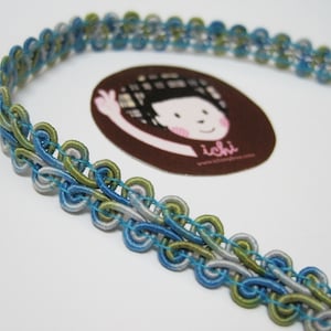 5 Yards 3/8&quot; Multicolored Gimp Braided Trim, Gimp Braid, Braided Cord, Braided Gimp Trim, Scroll Braid Trim, Multicolored gimp braid, blue