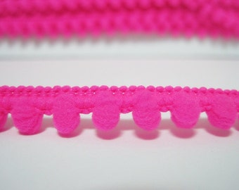 5 yards Hot Pink Pom Pom Trim (pom size 0.5 cm), Mini Pom Pom Trim, Pink Trim, pom pom, Wholesale trims, Trim lot, hot pink pom pom trim