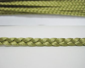5 Yards 1/4" Braided Cord, Olive Drab Green Cord, Flat Braided Cord, Flat Cord, Braided headband, braided bracelet, plait cord, green cord