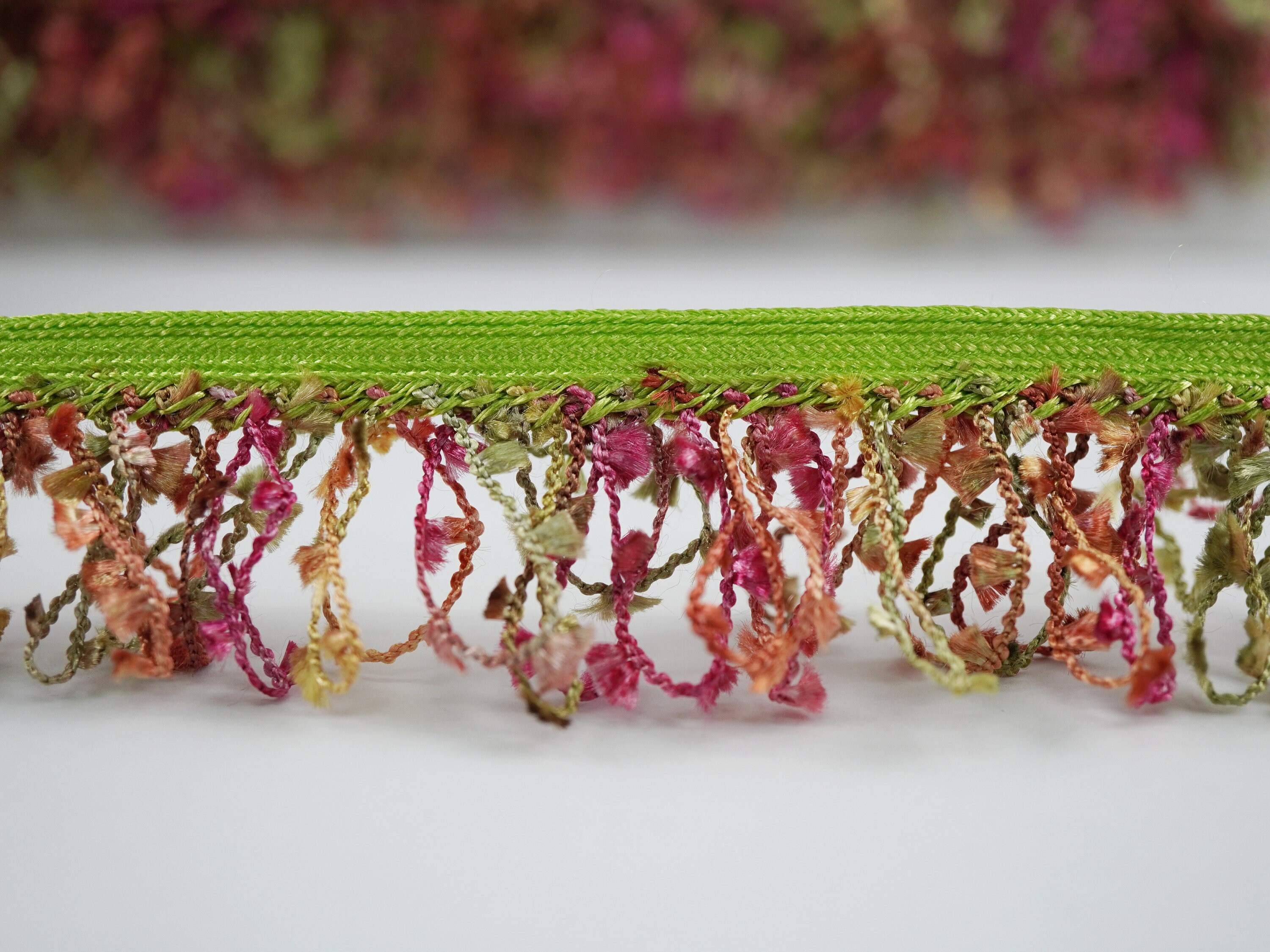 5 Yards Lime Green Multicolored Loop Trim, Multicolored Tassel Trim ...