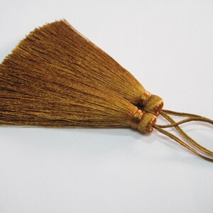 10 pcs Golden Brown SP35 Long Tassel, Wholesale Tassels, tassel supplies, silk tassel, long tassel, brown tassel, brown long tassel, gold
