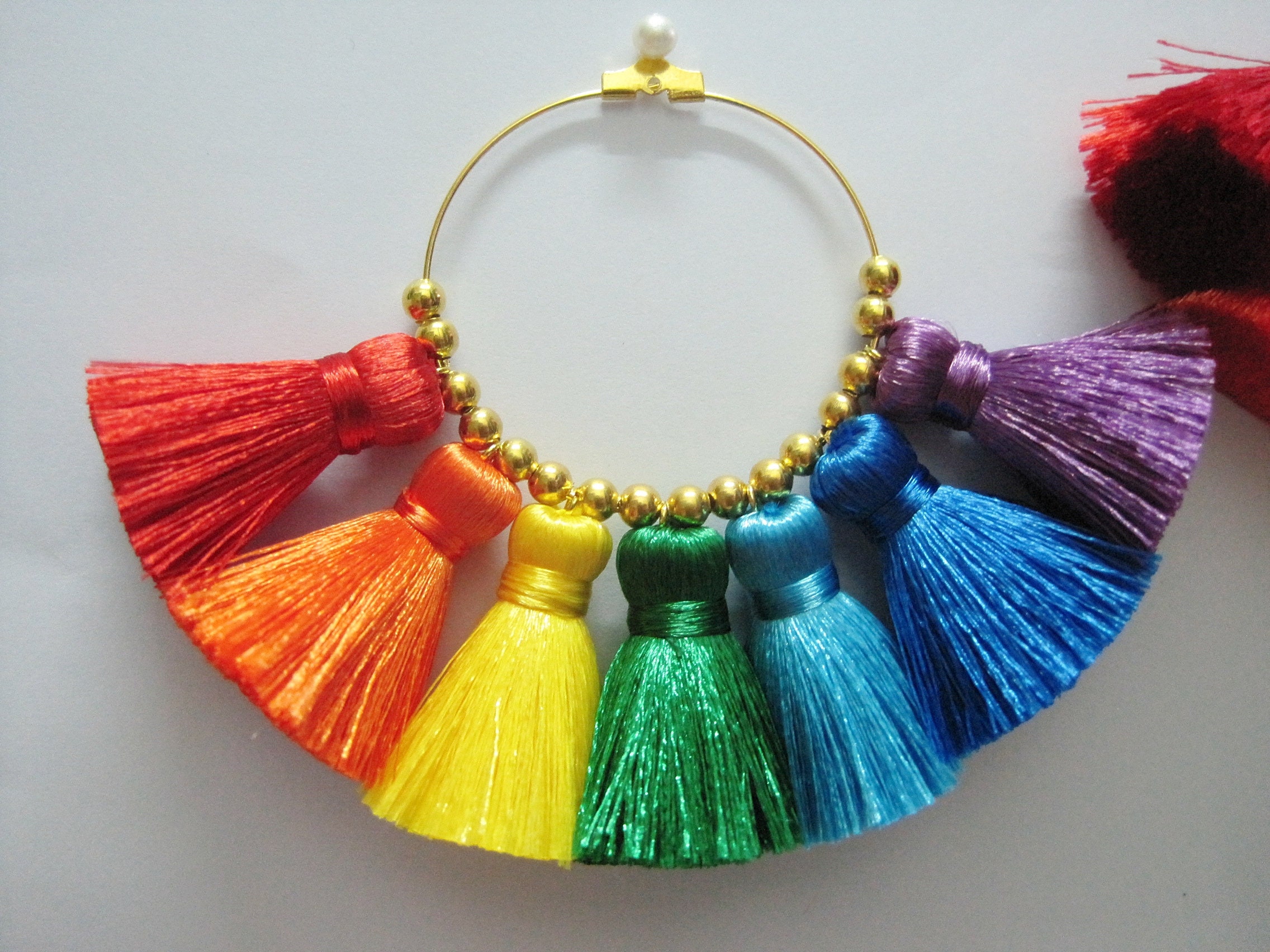 Rainbow tassel earrings hotsell
