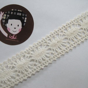 5 Yards 1&quot; 100% Cotton Lace trim, Natural trim, Ivory Trim, wholesale trim, Cotton Braid, unbleached cotton trim, delicate lace, cotton lace