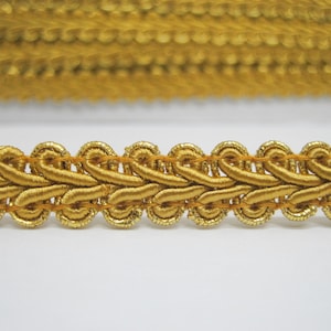 5 iarde 1/2&quot; Classic Gold Gimp intrecciato bordo metallico dorato Trim, treccia Gimp, finitura Gimp intrecciata, finitura treccia di scorrimento, finitura intrecciata cinese, oro