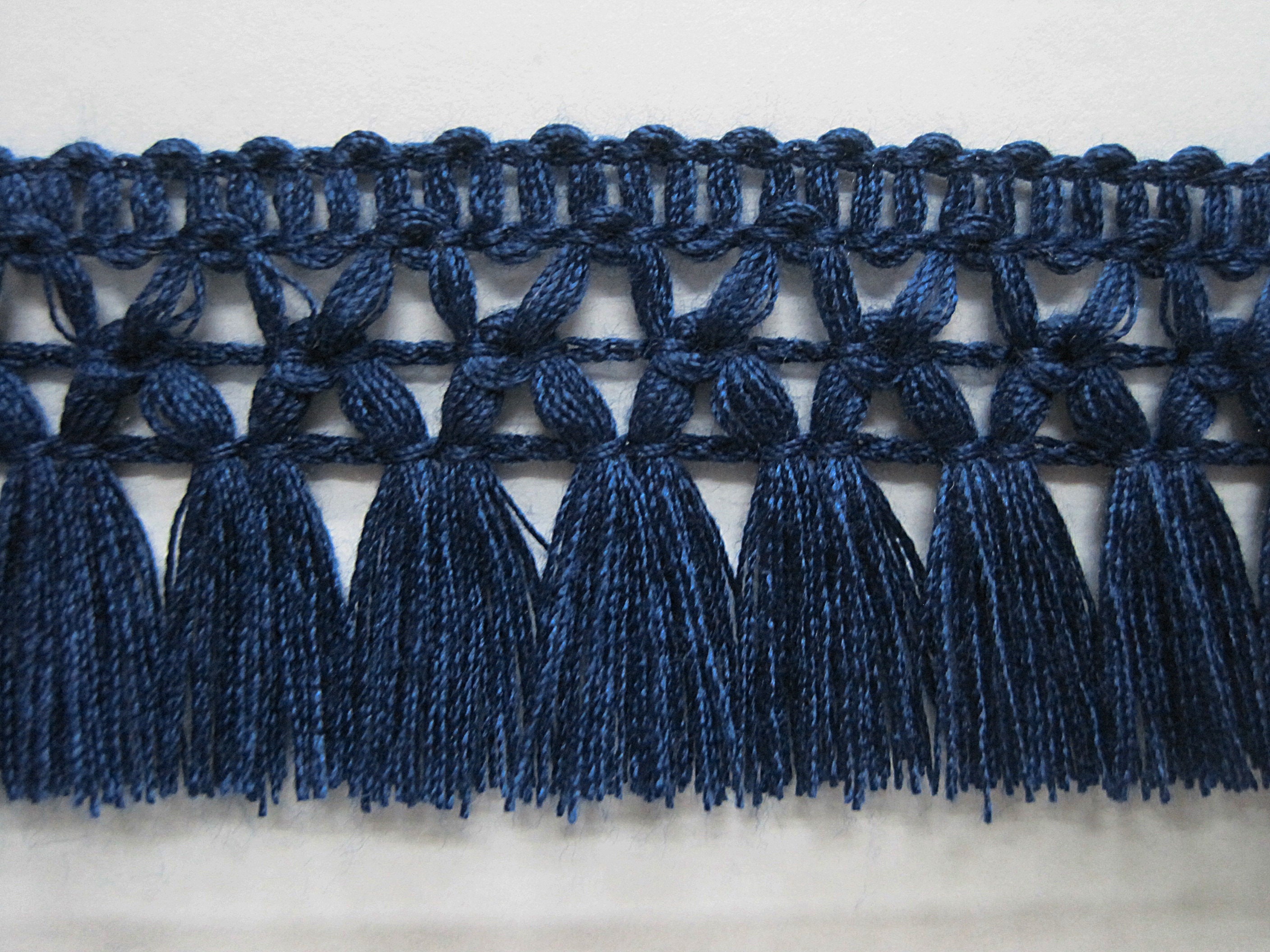 5 Yd 11/4 Navy Blue Cotton Tassel Trim Blue Trim Blue Etsy