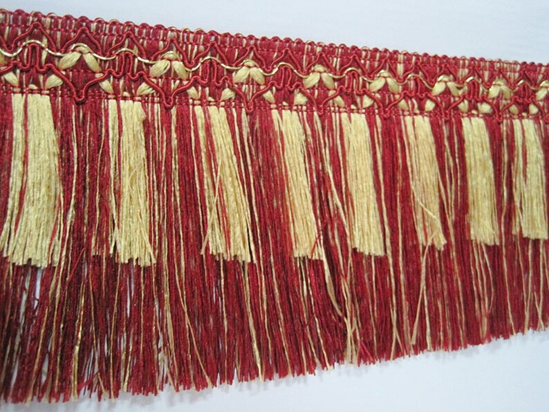 1 Yard 4 RedGold Long Tassel Fringe Red Trim Red Etsy