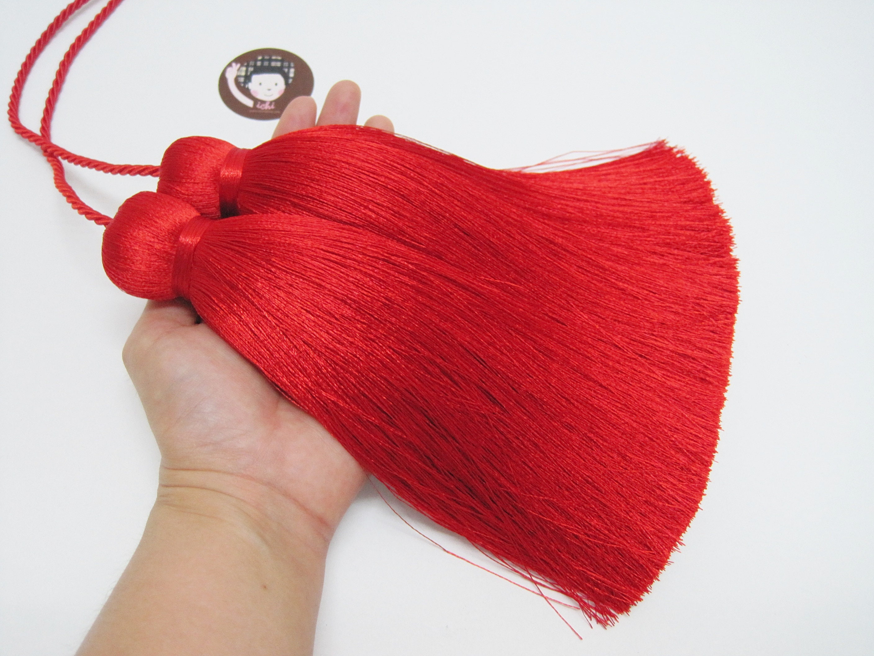 1 pair Red Double Tassel on Cord Red Tassel Tassel on cord Etsy