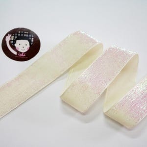 5 yards 1&quot; Cream Glitter Ribbon, Metallic ribbon, Glitter yarn, glitter ribbon for bows, sparkle ribbon, chunky ribbon, velvet ribbon, cream