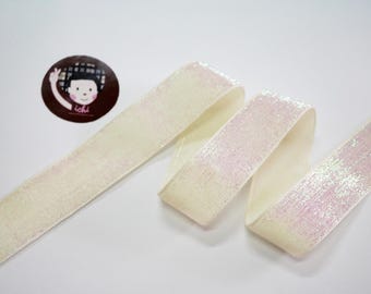 5 yards 1" Cream Glitter Ribbon