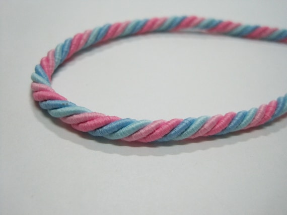 5 yards 5 mm Pink-Blue Twist Cord, Braided cord