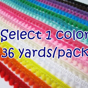 1 Pack (36 yards) Tiny Pom Pom Trim, Mini Pom Pom Trim, Colorful trim, Rainbow Trim, Pom Pom Fringe, Wholesale trim, mini pom pom trim