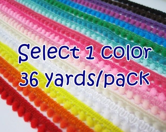 1 Pack (36 yards) Tiny Pom Pom Trim, Mini Pom Pom Trim, Colorful trim, Rainbow Trim, Pom Pom Fringe, Wholesale trim, mini pom pom trim