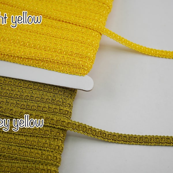 5 Yards 5/16" Yellow Braid Trim, Yellow Gimp Braid, Gimp Braid, Braided Gimp Trim, Scroll Braid Trim, Chinese Braided Trim, yellow ribbon