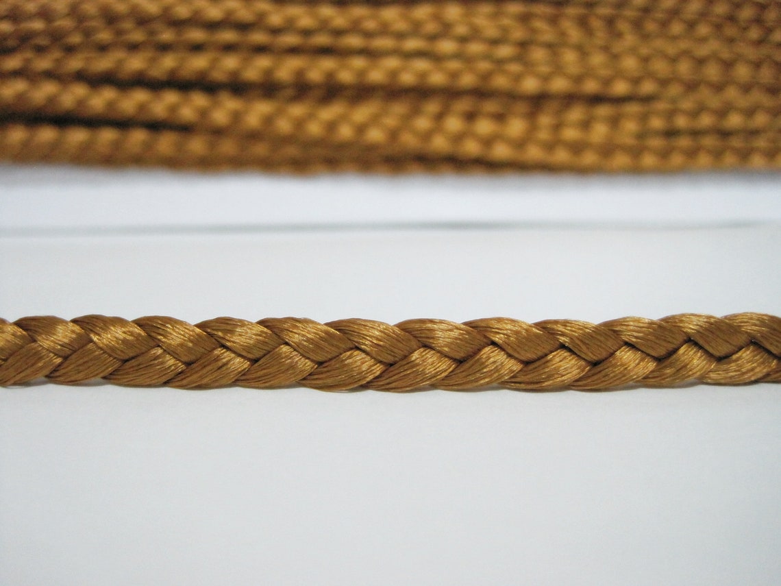 5 Yards 1/4 Braided Cord Golden Brown Cord Flat Etsy
