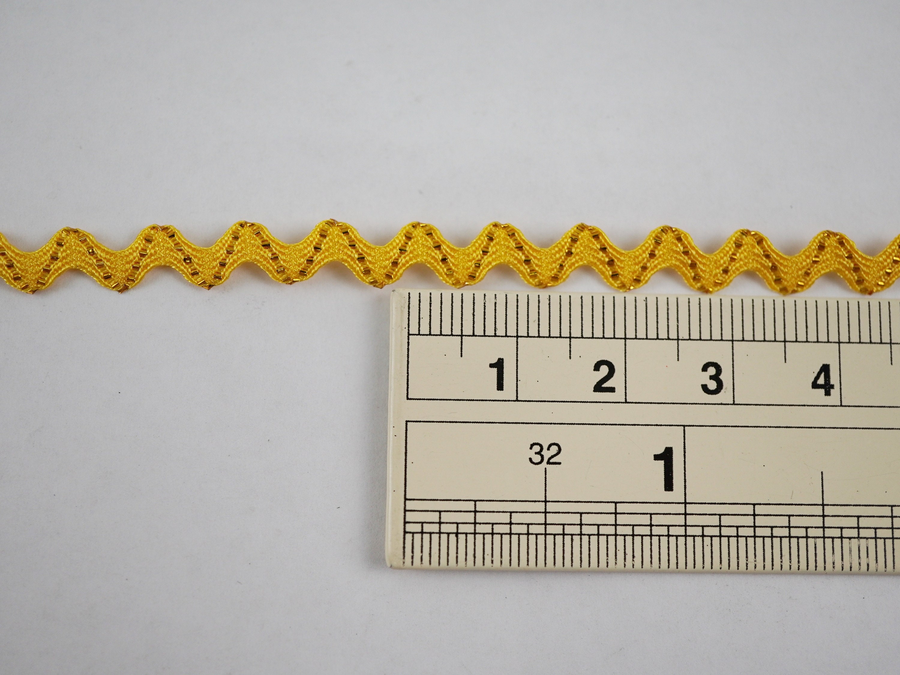 5 Yards Bright Yellow Tiny Rick Rack With Gold Metallic, Tiny Rick Rack ...