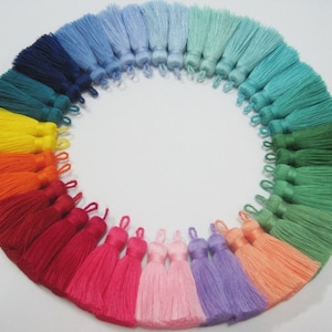 DIYCUT 100 Stück Baumwollquasten 3.3cm | Bunte Troddeln Mit Metallring | Bastelzubehör Für Schmuck