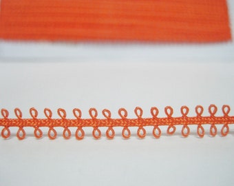 5 yards Orange-Red Picot Trim, picot edge trim, picot edge ribbon, picot lace trim, tiny picot trim, soutache braid, orange picot trim