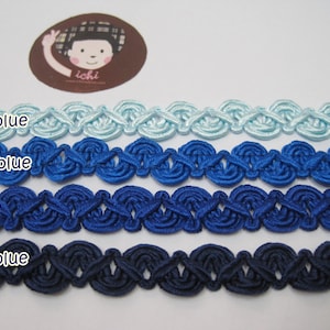 5 yards Blue Braid, Braided Trim, braided headband, picot braid, scallop trim, blue trim, blue braid, blue bridal lace, blue braided lace