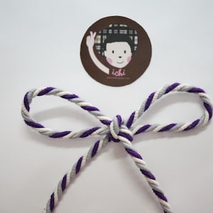 5 yds 4 mm Violet-Silver-Ivory Twist Cord, Braided cord, soutache cord, twisted cord rope, jewelry making cord, multicolored twisted cord