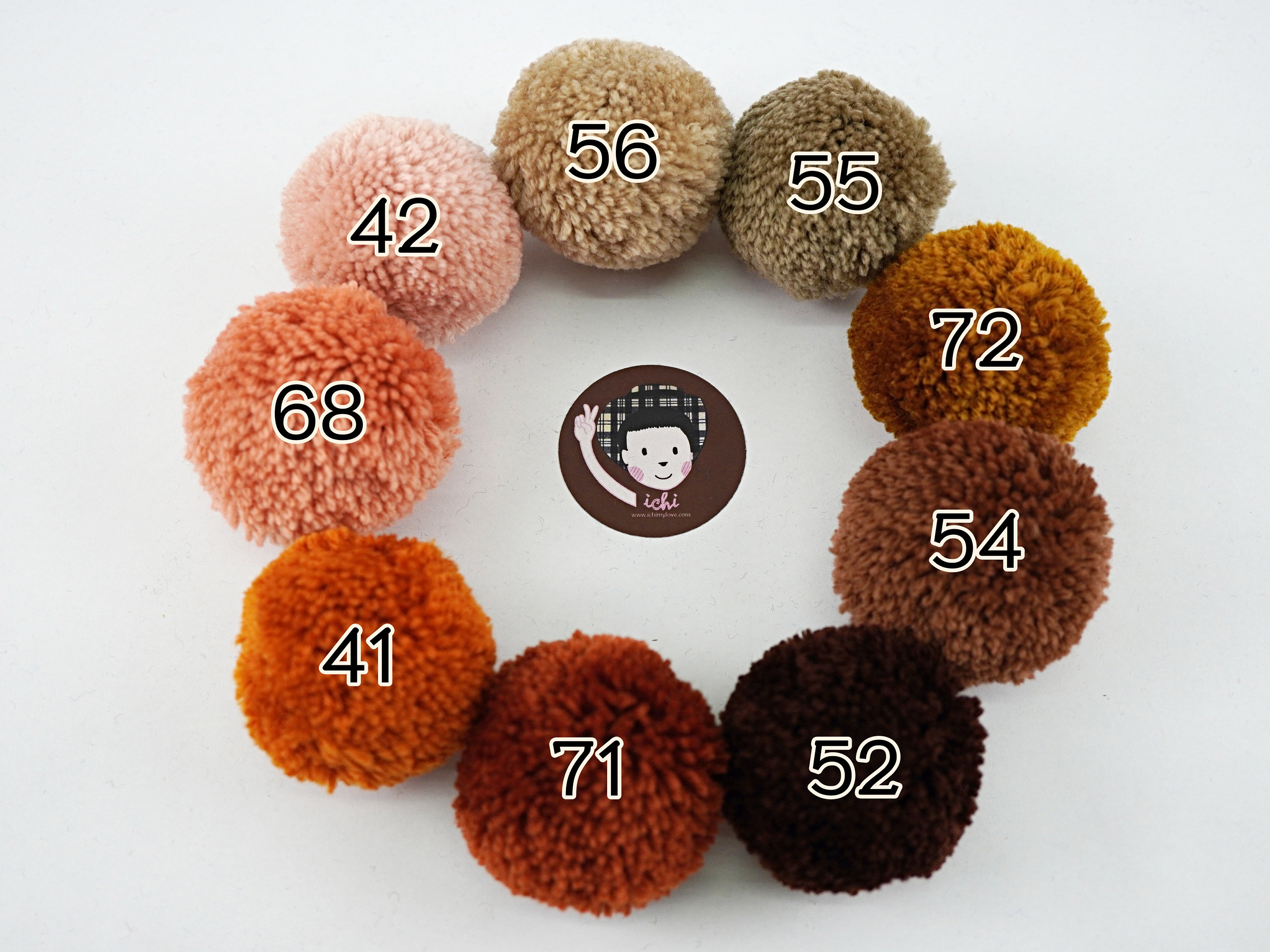 10 Pieces 2 Brown Pom Pom, Pom Pom Yarn, 5 Cm Pom Pom, Decorative