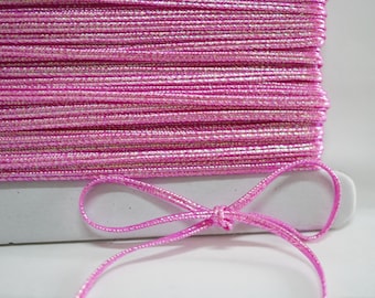 5 jardas 3 mm trançado de sutache rosa brilhante, cordão trançado, cordão de sutache, trançado de sutache, cordão para fazer joias, cordão rosa, acabamento rosa