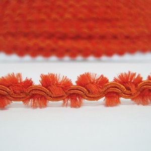 5 yards 3/8" Tangerine Chenille Braided Trim, Chenille ribbon, velvet trim, chenille trim, velvet rick rack, orange velvet, orange ribbon