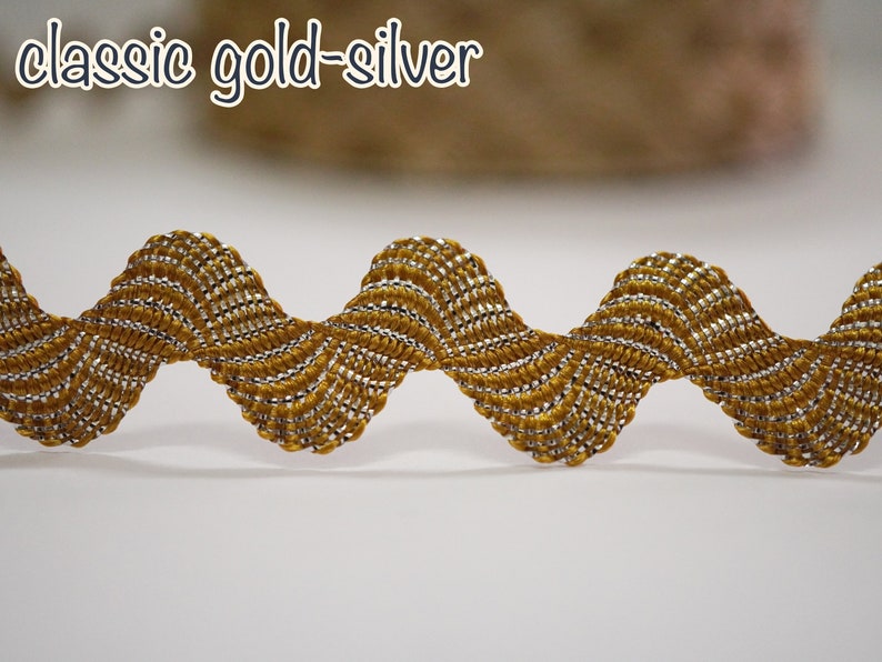 5 Yards Gold Rick Rack With Silver/gold Metallic, Gold Metallic Rick ...