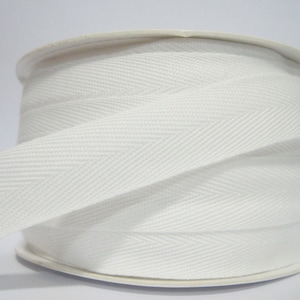 5 yards 3/4&quot; Off-White Wide Herringbone Tape, White Cotton Tape, Cotton Ribbon, Cotton Twill Tape, Wholesale Ribbon,White twill tape