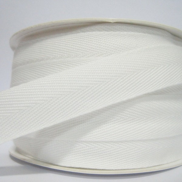 5 yards 3/4" Off-White Wide Herringbone Tape, White Cotton Tape, Cotton Ribbon, Cotton Twill Tape, Wholesale Ribbon,White twill tape