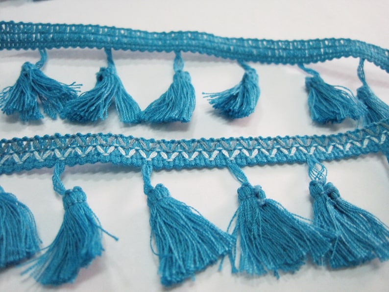 tassel trim blue trim boho trim blue tassel fringe 5 yards Turquoise Boho Tassel Fringe Tassel garland blue fringe blue tassel trim