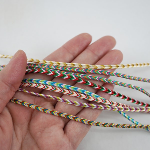 5 yards 3 mm Multicolored Soutache Braid, Braided cord, soutache cord, soutache braided, jewelry making cord, chevron cord, chevron ribbon