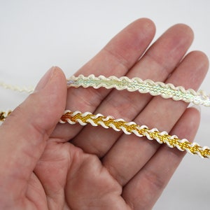 5 yards crème goud metallic vlecht, plat gevlochten, metallic vlecht, gevlochten trim, metallic lint, goud metallic kant, goud metallic lint