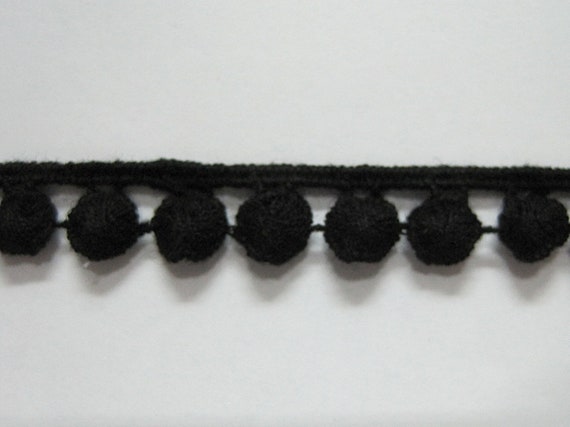 Black Thread Trim, Cotton Lace Trim, Circle Wheel Trim, Trim by 5 Yards,  Approx. 15mm Wide 