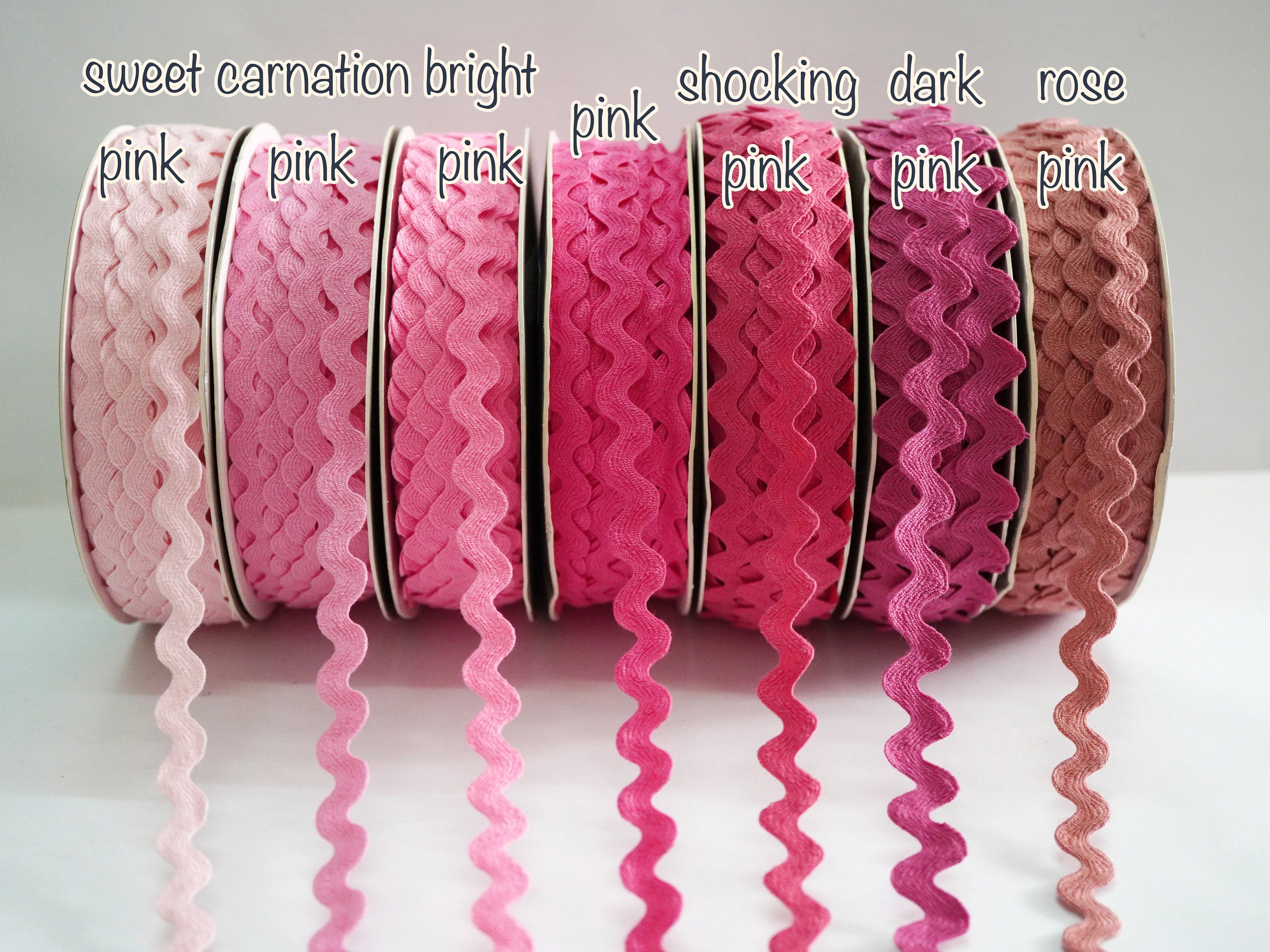 5 Yards 1/2" Pink Matte Rick Rack Trim, Pink Ric Rac Trim, Rick Rack Lot, wholesale rick rack, Rick Rack trim, shocking pink rick rack trim