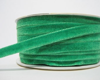 5 yards 3/8" Green Velvet Ribbon