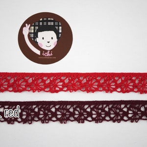 5 yards 9/16&quot; Red Crochet Lace Trim, Lace Trim, Crochet Lace Trim, Cotton Lace Trim, Lace Trim Ribbon, Red lace, Red Trim, Red Lace trim