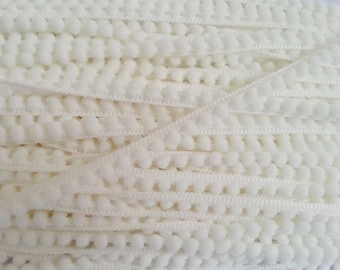 5 yards Mini Pom Pom Trim, Off-White (pom size 0.5 cm), Pom Pom Trim, White Trim, White pom pom trim, Wholesale trim, pom poms, pompom trim