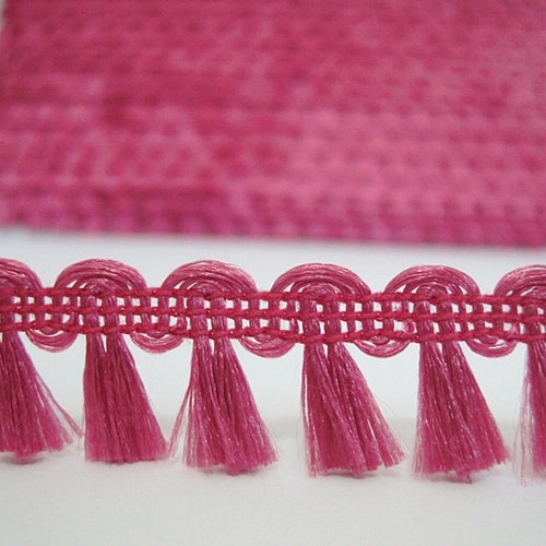 5 Yards Shocking Pink Mini Tassel Trim Shiny Tassel Trim Etsy