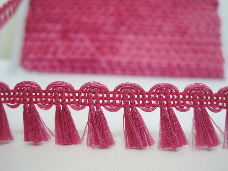 5 Yards Hot Pink Mini Tassel Trim Shiny Tassel Trim Pink Etsy