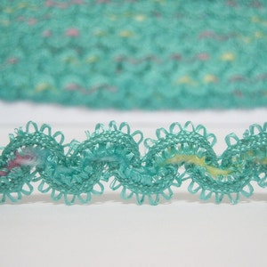 5 yards 5/8" Aqua Green Chenille Rick Rack Trim, Multicolored Ric Rac, Ric Rac Trim, Rick Rack Lot, multicolored trim, mint ric rac, teal