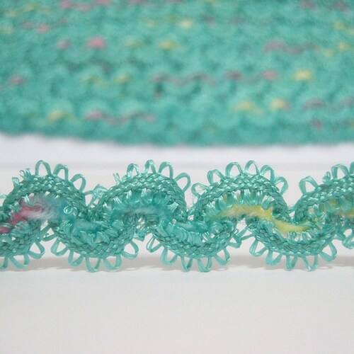 5 Yards Aqua Green Chenille Rick Rack Trim Multicolored Ric Etsy