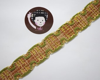 5 Yards 1" Olive Drab Green-Gold Metallic Braid